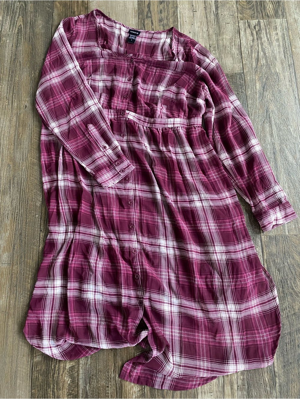 torrid Burgundy and White Plaid Button-Front dress